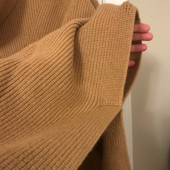 Camel ribbed Ann Taylor sweater turtleneck poncho - Picture 5 of 12